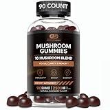 EFFECTIVE NUTRA Mushroom Gummies 10 Blend - Mushroom Complex 2500mg - Brain Booster, Immune Support, Energy - Mushroom Supplement for Men & Women (90ct)