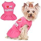 Dog Dress, Dog Clothes for Small Dogs Girl Cute I Love My Mom/Dad Pink Dog Dresses Breathable Pet Spring Summer Clothes Puppy Cat Outfits for Valentines Day