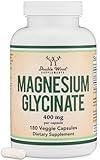 Magnesium Glycinate 400mg, 180 Capsules (Vegan Safe, Third Party Tested, Gluten Free, Non-GMO) High Absorption Magnesium by Double Wood Supplements