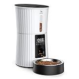 Petory Timed Automatic Cat Feeders - 4L Programable Dry Food Dispenser for Cats and Small Medium Dogs 6 Meals with Desiccant Bag Dual Power Supply 10S Voice Recorder