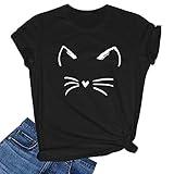 LOOKFACE Women's Cute T Shirt Junior Tops Teen Girls Graphic Tees Black Small