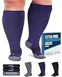 Doctor's Select 3 Pairs Plus Size Compression Socks Wide Calf - Up to 6XL | 20-30 mmHg Compression Socks for Women Wide Calf | Wide Calf Compression Socks Women Plus Size | Soreness Support | Black, Gray, Navy