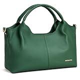 BOSTANTEN Genuine Leather Purses for Women Designer Handbags Crossbody Shoulder Bags Top Handle Satchel with Adjustable Strap (Dark green)