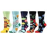 WeciBor Women's Funny Colorful Pattern Socks, 5 Pairs Multicolor Floral, Size 5-8