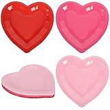 Whaline Valentine's Day Paper Plates Heart Shaped Disposable Plates Red Pink Heart Decorative Tableware for Valentine's Day Anniversary Birthday Wedding Party Supplies, 24Pcs