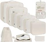 BAGAIL 10 Set Packing Cubes Various Sizes Packing Organizer for Travel Accessories Luggage Carry On Suitcase-Cream