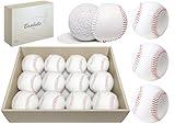 HANKLENSS Baseballs 12 Pack - Leather Covered Training Balls for Pitching, Hitting, Fielding - Official Size Adult Practice Baseballs - Blank for Autographs - Great for League Play and Gifts