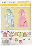 Simplicity 1447 Baby's Romper, Dress, Top, Underwear, and Hat Sewing Patterns, Sizes XXS-L