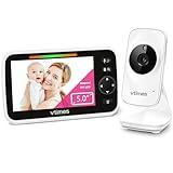 VTimes Video Baby Monitor with Camera and Audio No WiFi 5" LCD Screen, Two-Way Audio, Baby Camera Monitor Night Vision,1000ft Range, 2X Zoom Temperature Display, Lullabies for Baby Elderly Pet