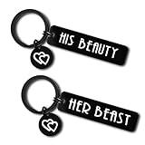 Couple Gifts For Him And Her His Beauty Her Beast Couples Keychain Set His and Hers Matching Keychain Gift for Boyfriend Girlfriend Valentines Day Birthday Gift Anniversary Jewelry for Husband Wife