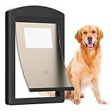 PATAPLUS Dog Door for Door,Door for Large Dogs and Pets, Strong Plastic Doggy Door and Large Dog Door with Sliding Lock Panel and Magnetic Soft Flap(Black, Large)