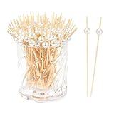 Cocktail Picks Flavored Food Picks Cocktail Toothpicks Wood 150pcs Bamboo Toothpicks 4.7in Accessories Skewers for Appetizers Party Favors White Long Toothpicks (A)