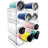 Spaclear 4 Pack Water Bottle Organizer, Stackable Kitchen Pantry Organization and Storage Shelf, Plastic Bottle Holder for Fridge Kitchen Cabinet Organizer and Storage, Tumbler Mug Cup Organizer