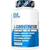 EVL L-Carnitine Supplement for Weight Loss Support - L carnitine 500mg Diet Pills For Weight Loss Lean Muscle Growth and Fat Burning Support with Stimulant Free L Carnitine L Tartrate - 120 Servings