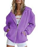 EFAN Women's College Hoodies 2024 Fall Jacket Chic Teen girls Long Sleeve Sweatshirts Casual Tops Zip Up Trendy Clothes Purple M