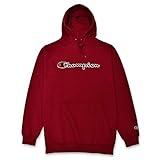 Champion Mens Hoodies Big and Tall - Embroidered Pullover Fleece Sweatshirt Burgundy