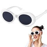 Spooktacular Creations Halloween White Circular Sunglasses, Oval Goggles Glasses, Round Lens Goggle Eyewear, Vintage glasses for Kids Men Women Halloween Party Costume Accessory