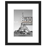 upsimples 8x10 Picture Frame, Display Pictures 5x7 with Mat or 8x10 Without Mat, Wall Hanging Photo Frame, Black, 1 Pack