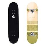 Retrospec Alameda Skateboard Complete | Canadian Maple Wood Deck w/ 5.5 Inch Aluminum Alloy Trucks for Commuting, Cruising, Carving & Downhill Riding | 31” x 7.5”, Topo Olive