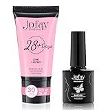 Jofay Fashion Solid & Base Nail Gel Set-30g Solid Gel for Press On Nails, 0.23 Fl Oz Base Gel for Nail Tips, Long Lasting Super Strong UV/LED Cured