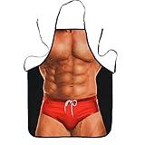 Landisun Apron Kitchen Chef Cooking Gag Gift 1 Piece of Creative Funny Grilling Baking (Macho Muscle Man)