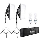 ShowMaven Softbox Lighting Kit, Studio Lights with 2 135W Bulbs 5500K Continuous Photography Lighting Kit for Filming Portrait Product Shooting Photography Video Recording