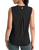 SANTINY Women's Sleeveless Workout Tops Breathable Lightweight Active Tennis Yoga Shirts Athletic Running Tank Tops for Women (Black_M)