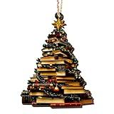 GAUDORA Book Lovers Gifts for Women, Men - Christmas Ornaments 2024, Bookshelf Decor, Book Club Gifts for Book Lovers, Nerd, The Librarians, Readers - Not 3D, Christmas Decorations Wooden Ornaments