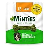 Minties Dental Chews for Dogs, 12 Count, Vet-Recommended Mint-Flavored Dental Treats for Large Dogs Over 50 lbs, Dental Bones Clean Teeth, Fight Bad Breath, and Removes Plaque and Tartar