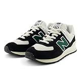 New Balance Unisex 574 V2 Varsity Suede Sneaker, Black/White/Marsh Green, 15 US Men