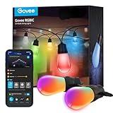 Govee Outdoor String Lights H7015 with 15 Dimmable RGBIC LED Bulbs, 48ft IP65 Waterproof Shatterproof Holidays Decorations, Color Changing Warm White Lights with 47 Scene Modes for Halloween