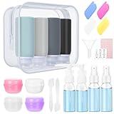 Muslish 21 Pack Travel Bottles for Toiletries, Leak-Proof TSA Compliant Silicone Travel Size Containers for Shampoo and Conditioner, BPA Free with Toiletry Bag (Gray)