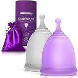 CareCup Menstrual Cups Kit - Tampon, Pad, and Disc Alternative Product - Wear for 12 Hours - Reusable Period Cup/Copa Designed with Soft Flexible Medical-Grade Silicone