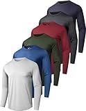 6 Pack Men's Quick Dry Long Sleeve Shirts Moisture Wicking Sun Protection UV UPF SPF Performance T-Shirt for Casual Workout XL