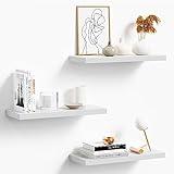 oridom Floating Shelves for Wall, White Wood Wall Shelf Set of 3, 16" Wall Mounted Floating Shelf for Kitchen, Living Room, Bedroom, Bathroom Storage, Book Shelf for Wall Home Decor, Frame Display