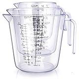 Measuring Cups Set, Liquid Measuring Cups For 3 For Kitchen - BPA Free Plastic Set with Spout Multiple Measurement Scales (Clear)