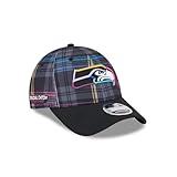 New Era Men's Black Seattle Seahawks 2024 NFL Crucial Catch Plaid 9FORTY Adjustable Hat