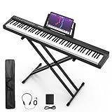 Digital Piano 88 Key Full Size Semi Weighted Electronic Keyboard Piano Set with Stand,Built-In Speakers,Electric Piano Keyboard with Sustain Pedal,Bluetooth,MIDI/USB/MP3 for Beginners Adults