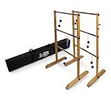 Ladder Toss Double Wooden Ladder Ball Game with Finished Wood and Durable Nylon Carrying Case