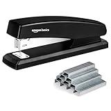 Amazon Basics Stapler with 1000 Staples, Office Stapler, 25 Sheet Capacity, Non-Slip, Black