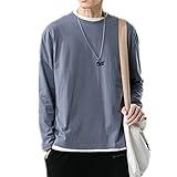 NP Spring Men's Neck Patchwork Long Sleeve Mens Clothing Blue