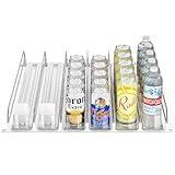 Minicloss Drink Organizer for Fridge,Fridge Organization,Soda Can Organizer,Spring Loaded Beverage Storage (6 Row, White)