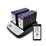 Restaurant Pager System,Wireless Guest Customer Service Calling System,Social Distancing Keeping 16 Pagers Buzzers,Lineup Queue Signal Beepers,Waiting Paging System for Coast Hotel(Black)