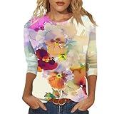 Generic Tops for Women 2024 Womens Spring Fashion Try Before You Buy 3/4 Sleeve T Shirts Tshirts Graphic Lightning Deals of Today Clothing Women's Plus Size Country Concert Outfits Printed (C h p，S)