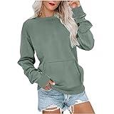 ABOUTBLUE Todays Deals Clearance Womens Solid Sweatshirt Casual Long Sleeve Crewneck Lightweight Pullover Tops Fall Trendy Basic Clothes with Pocket Mint Green