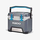 Igloo BMX 25 Quart Cooler with Cool Riser Technology, Fish Ruler, and Tie-Down Points - 11.29 Pounds - Carbonite Gray and Blue