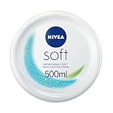 NIVEA Soft Moisturising Cream (500ml), A Moisturising Cream for Face, Body and Hands with Vitamin E and Jojoba Oil, Hand Cream Moisturises Deeply, All-Purpose Day Cream