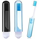 Patelai Travel Toothbrush Bulk Folding Mini Toothbrush with Toothbrush Case Soft Potable Travel Size Toothbrush Individually Wrapped Small Toothbrush for Travel Camping(2 Pieces,Classic Color)