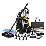 McCulloch MC1385 Deluxe Canister Steam Cleaner with 23 Accessories, Chemical-Free Pressurized Cleaning for Most Floors, Counters, Appliances, Windows, Autos, and More, 1-(Pack), Black