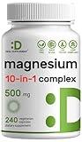 Magnesium Complex Supplement – 10 in 1 – Glycinate, Citrate, Malate, & More – Chelated Minerals